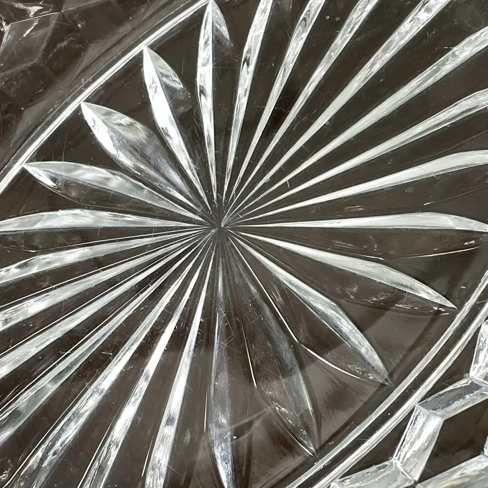 Fostoria American Clear Glass Oval Dish Bowl Serving Cubist Starburst Diamond
